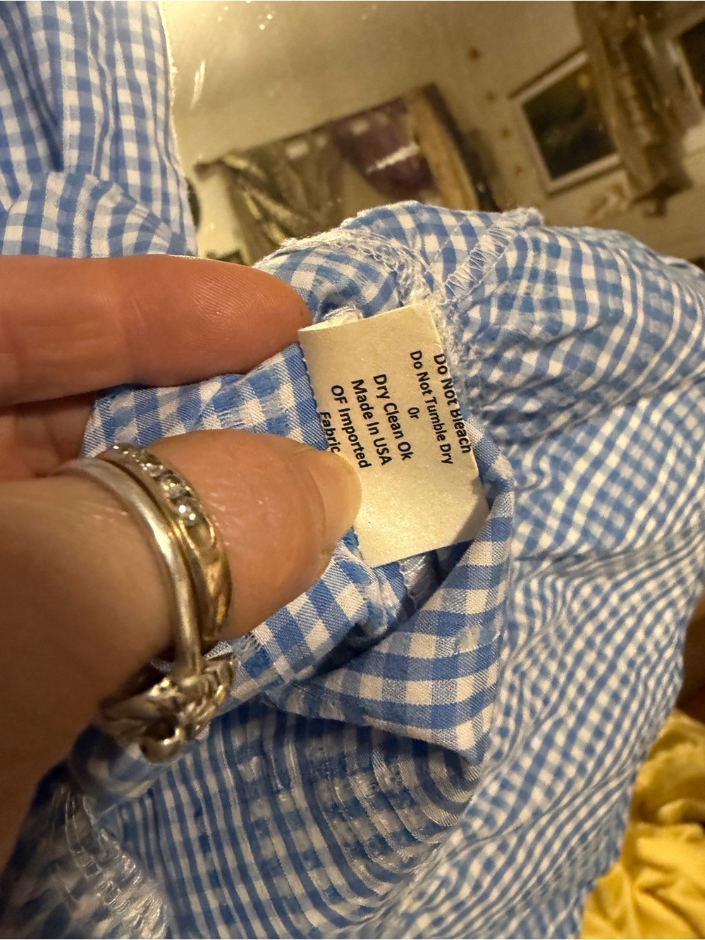 Sara Campbell Blue Gingham Ruffle-Neck Tank Top - Picture 9 of 10